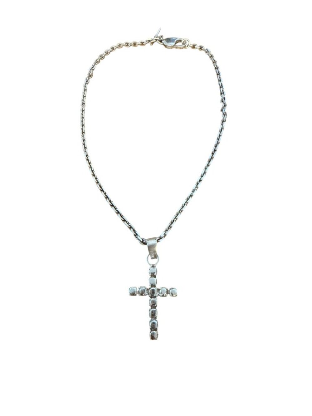 MARTINE ALI  silver stone cross-pendant chain necklace